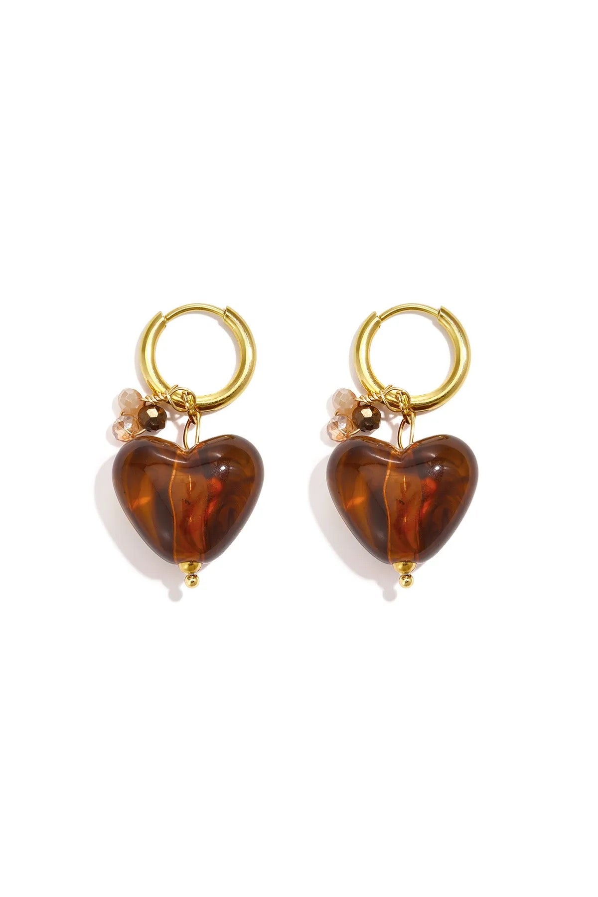 Belle Heart oorbellen bruin